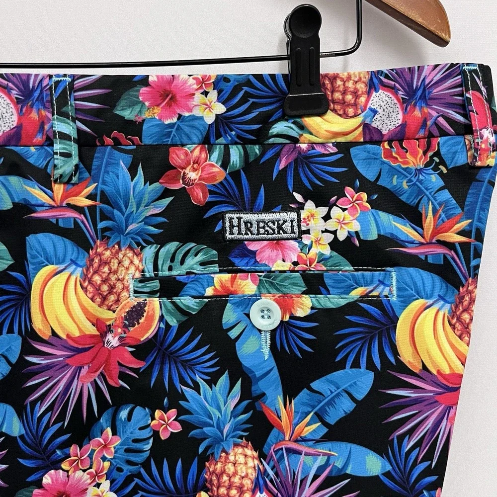 Hreski NEW Men's Sz 42 Black Multicolor Floral Fruit 9
